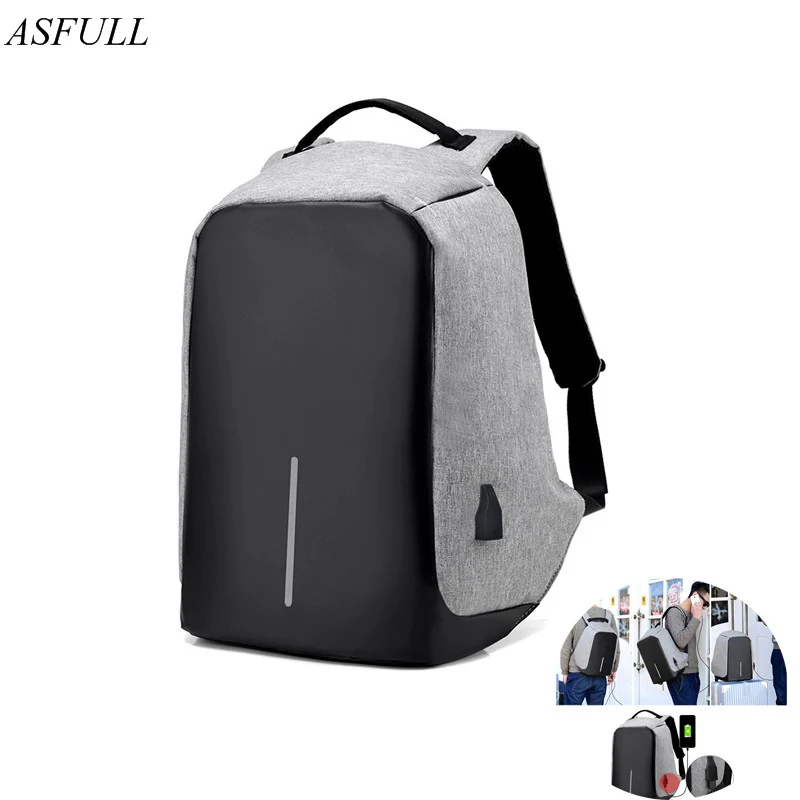 ASFULL USB Charge Organizador Anti Theft Backpack Men Travel Security Waterproof School Bags for College Teenage Laptop Backpack