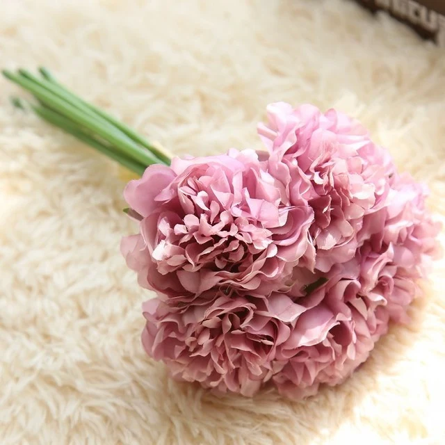 Zinmol Hot Selling 5pcs/bunch Artificial Peony Silk Flower Leaf Bouquet Bridesmaid Bouquet Home Party Decor Wedding Garden Decor