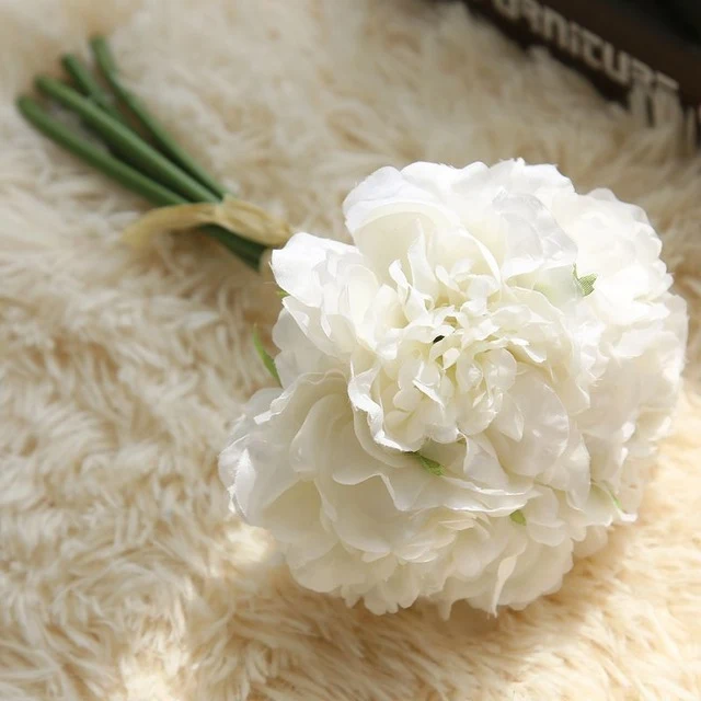Zinmol Hot Selling 5pcs/bunch Artificial Peony Silk Flower Leaf Bouquet Bridesmaid Bouquet Home Party Decor Wedding Garden Decor
