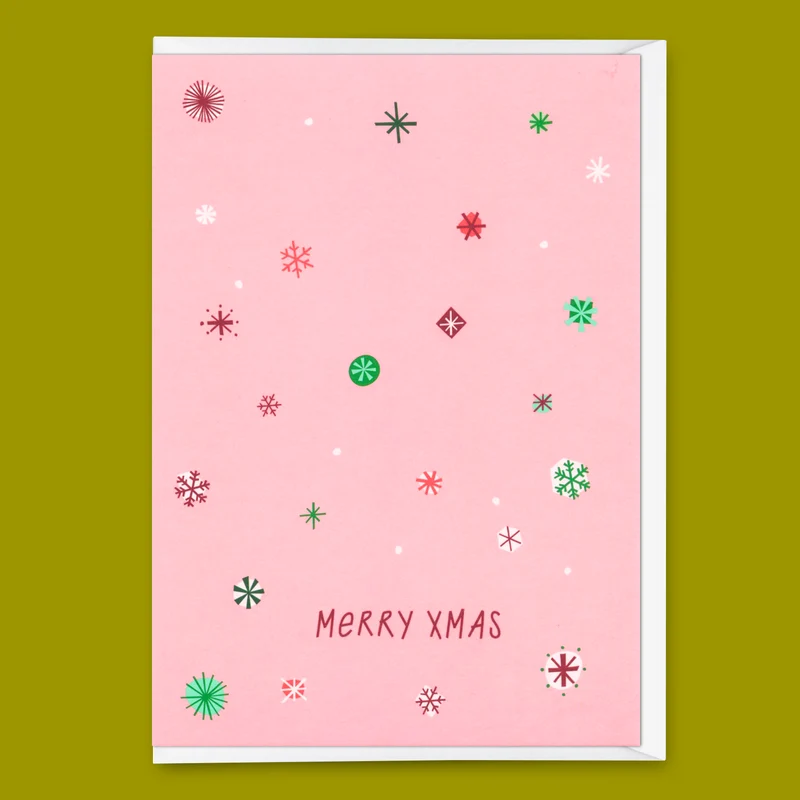 Grußkarte "Schneeflocken Rosa" | Schöne Klappkarte zu Weihnachten