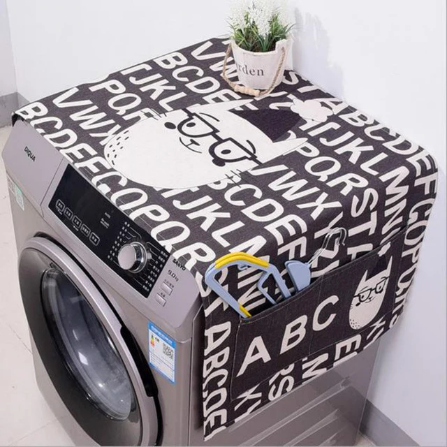 Kawaii Cartoon Cat Animal Dual-purpose Linen Dust Cover Proof Kitchen Washing Machine Refrigerator Storage Bags Pouch 1PC