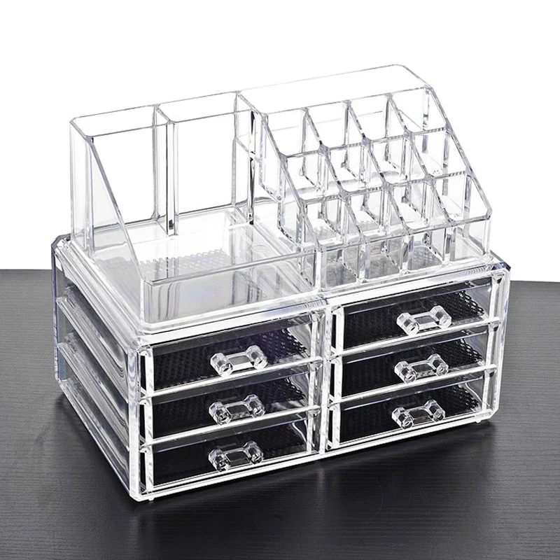 New Clear Acrylic Makeup Storage Case Nail Polish Rack Lipstick Cosmetic Storage box Holder Makeup Brush Makeup Organizer