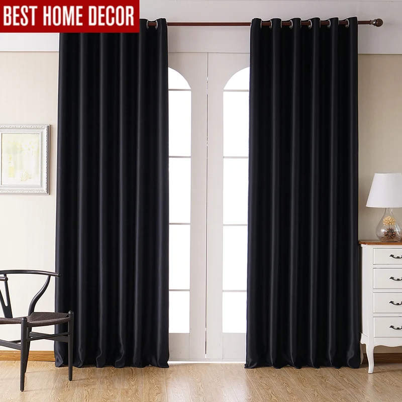 Modern blackout curtains for living room bedroom curtains for window treatment drapes black finished blackout curtains 1 panel