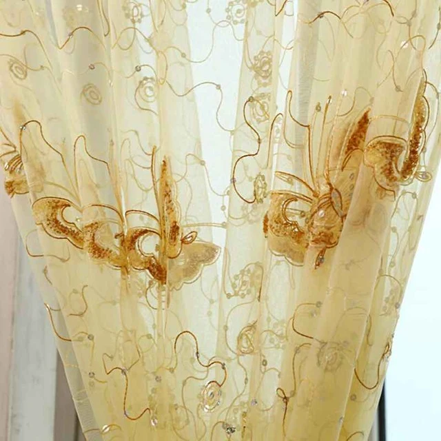 French Romantic Shining Butterfly Embroidered Voile Curtains Panel Window Home Textile Bedroom Curtains Tulle Cortinas T&344 #20