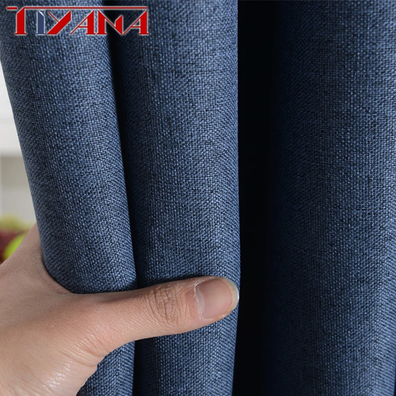 Thermal Insulated Modern Style Curtains For Bedroom Faux Linen Solid Color Curtains Blackout Curtains For Living Room WP197&20
