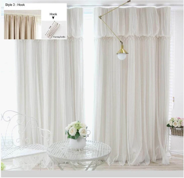 Torino Tassels Lanterns Head Thermal Curtain Ivory Color Cloth Curtain+Voile Sheer Black Out Fabric Bedroom Custom Living Window