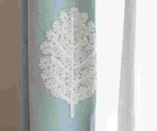 Simple Fresh Pastoral Mint Blue Coral Sea Embroidered Blackout Curtains Cotton Polyester Bedroom Living Room Gauze Panel WP316C