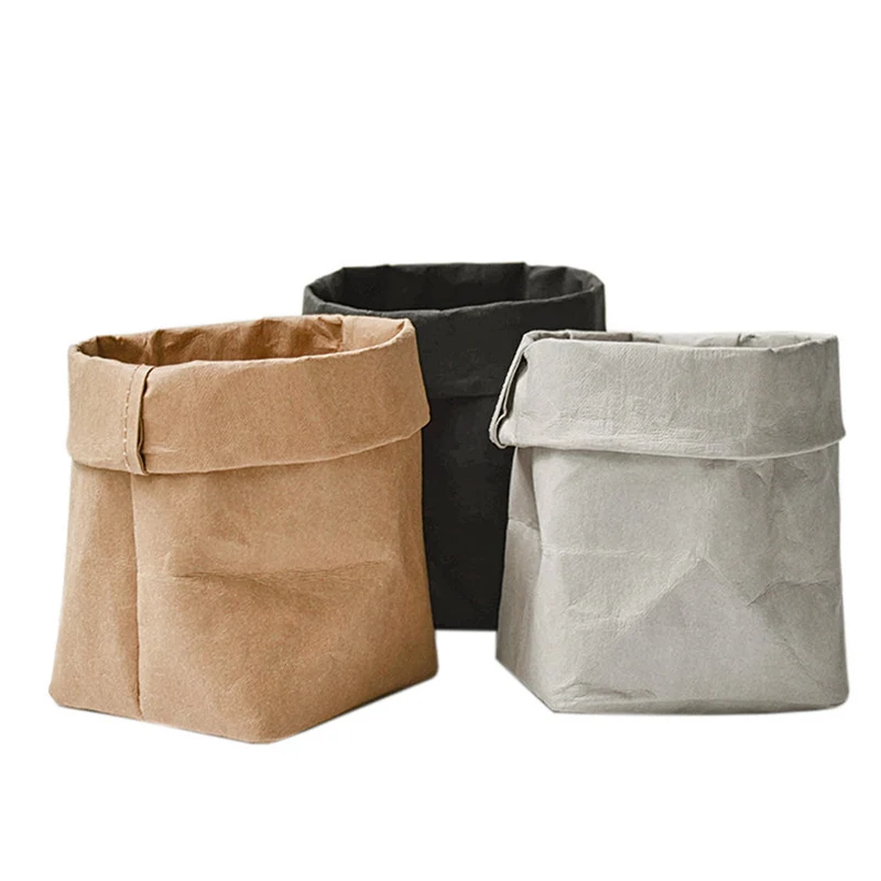 Washable Kraft Paper Bag Plant Flowers Pots Multifunction Home wear-resistant Storage Bags Reuse Environmentally friendly bag