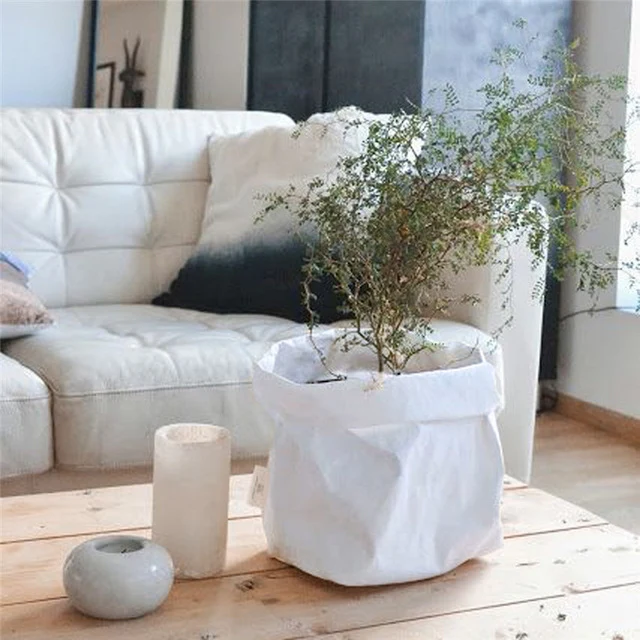 Washable Kraft Paper Bag Plant Flowers Pots Multifunction Home wear-resistant Storage Bags Reuse Environmentally friendly bag