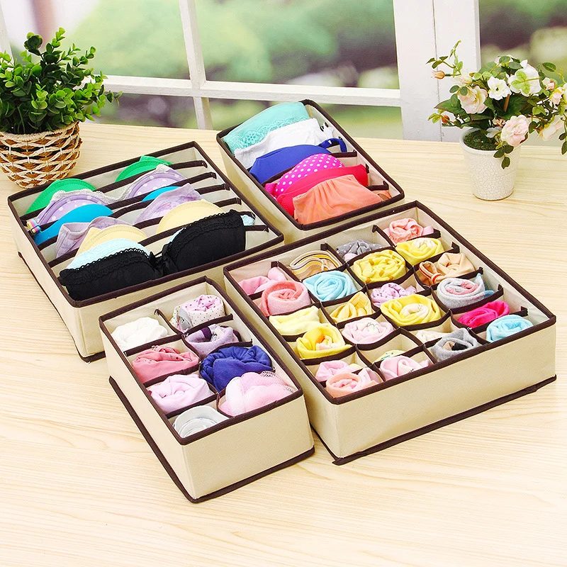 LASPERAL Drawer Closet Organizers Boxes For Underwear Bra Home Storage Non-woven Scarfs Socks Bra Organizer Storage Box