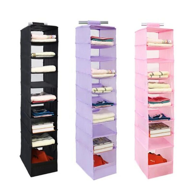 HIPSTEEN Nine Layers Durable Oxford Cloth Organizer Rack Wardrobe Clothes Storage Hanging Bag