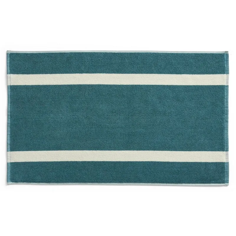 Badematte „Stripe Petrol Blue“ 50x80cm | Weiche Baumwolle | HAY