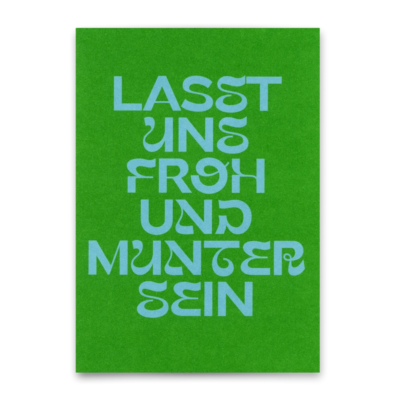 Postkarte "Lasst uns froh und munter sein Huge Type" | Ausgefallene Postkarte zu Weihnachten