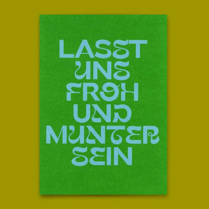 Postkarte "Lasst uns froh und munter sein Huge Type" | Ausgefallene Postkarte zu Weihnachten