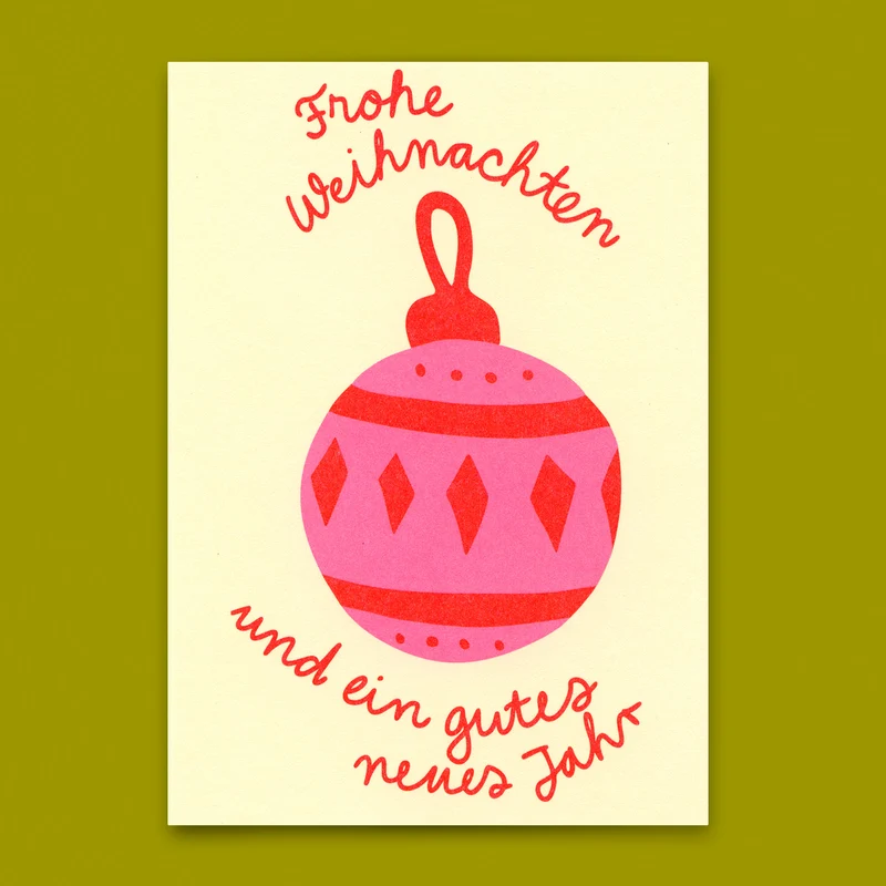 Postkarte "Frohe Weihnachten Kugel" | Schöne Postkarte zu Weihnachten