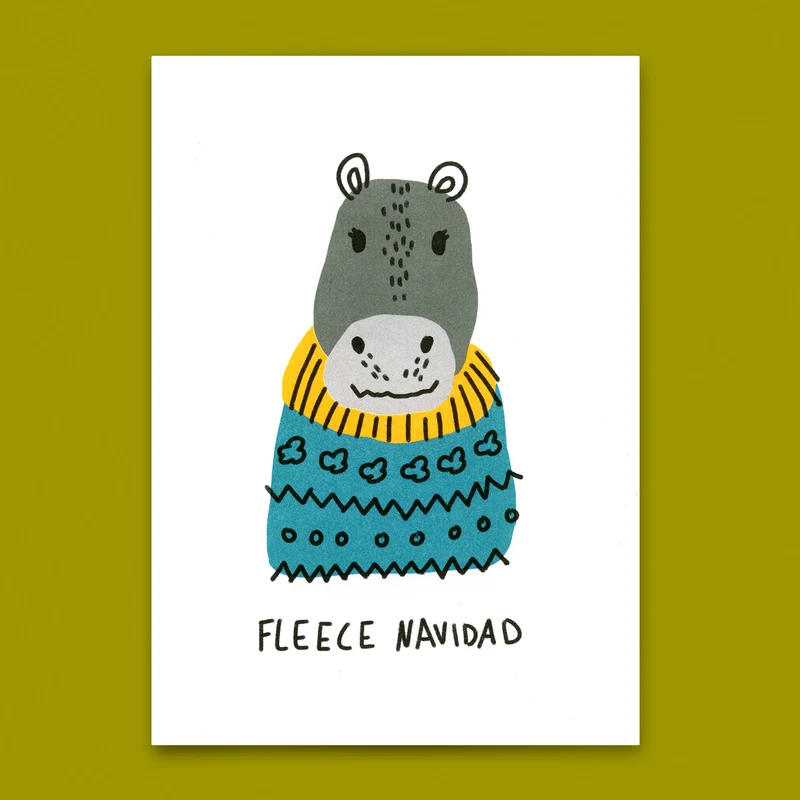Postkarte "Fleece Navidad" | Lustige Postkarte zu Weihnachten