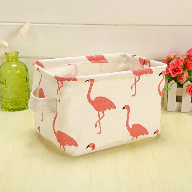 Cute Printing Cotton Linen Desktop Storage Organizer Sundries Storage Box Cabinet Underwear Storage Basket Fast Shipping