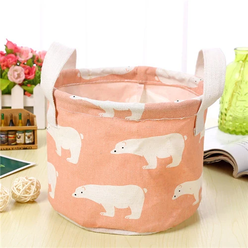 Cute Printing Cotton Linen Desktop Storage Organizer Sundries Storage Box Cabinet Underwear Storage Basket Fast Shipping