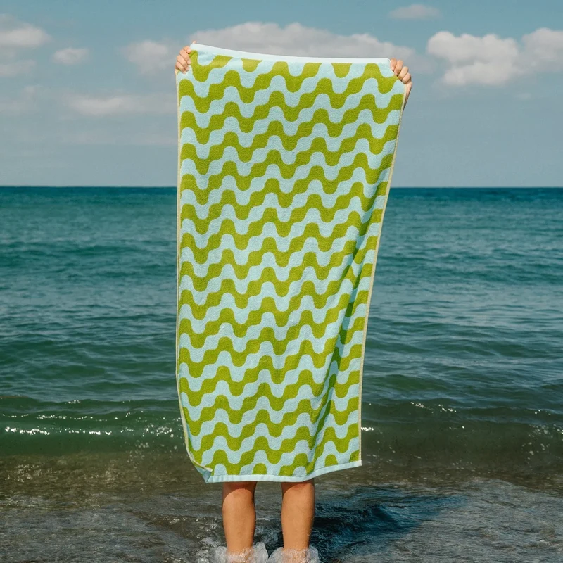 Badetuch “Algen” 70 × 140 cm | Weiche Bio-Baumwolle | Tarta Gelatina
