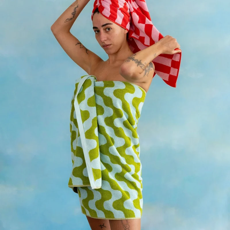 Badetuch “Algen” 70 × 140 cm | Weiche Bio-Baumwolle | Tarta Gelatina