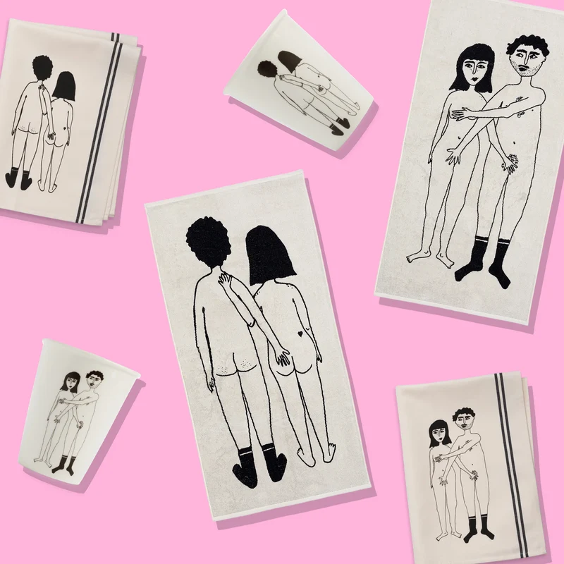 Naked Couple Set | Illustrationen für Küche, Bad & Alltag