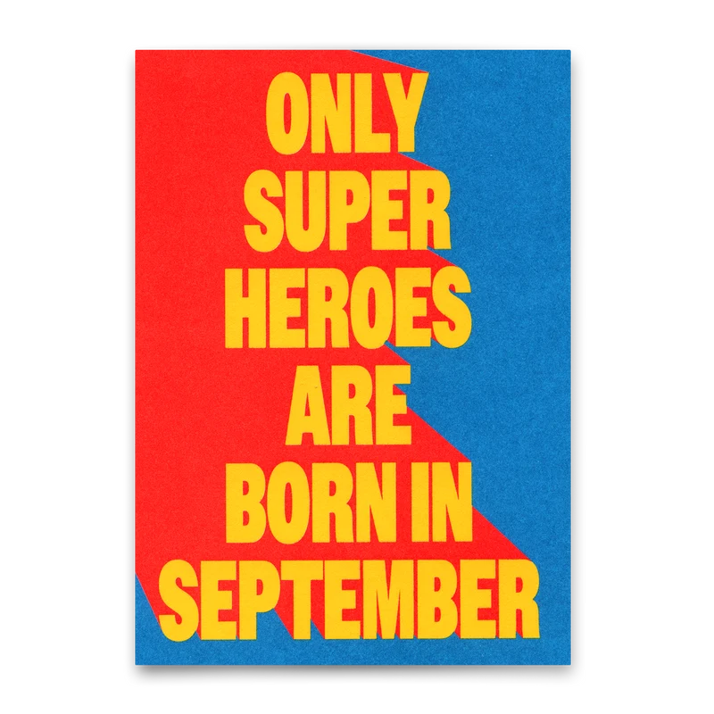 Postkarte "Superheroes September" | Coole Karte zum Geburtstag