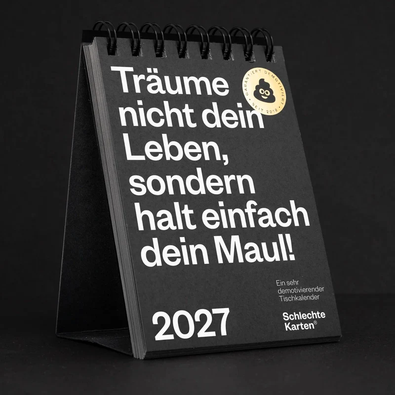 Tischkalender „Demotivierender Tischkalender 2027“ | 52 Wochen | Schlechte Karten