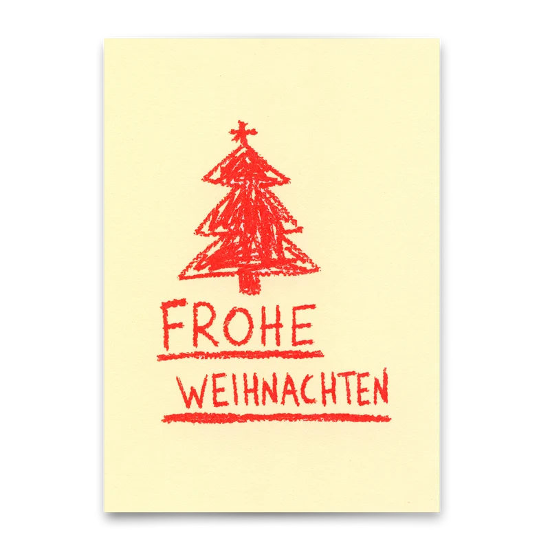 Postkarte "Frohe Weihnachten Wachsmalstift" | Ausgefallene Postkarte zu Weihnachten