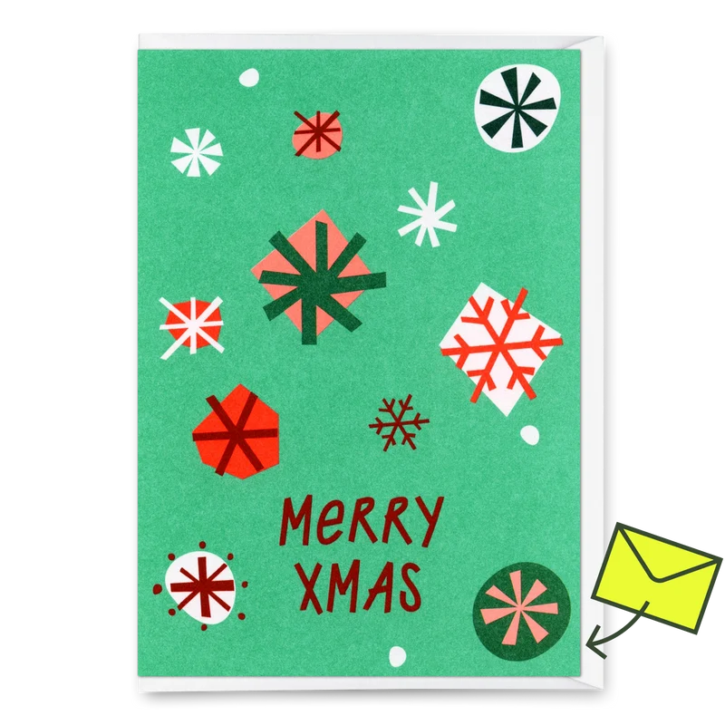 Grußkarte "Xmas Schneeflocken Türkis" | Schöne Klappkarte zu Weihnachten