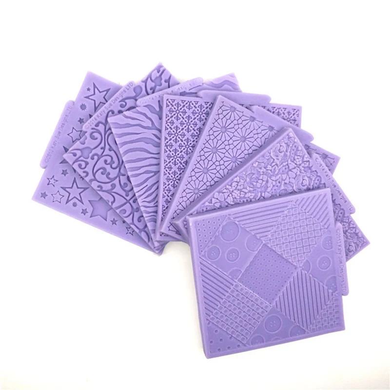 12pcs Different Type Cake pattern Texture Silicone Mold Cake Mold Silicone Baking Tools Kitchen Accessories Fondant Heart-shape