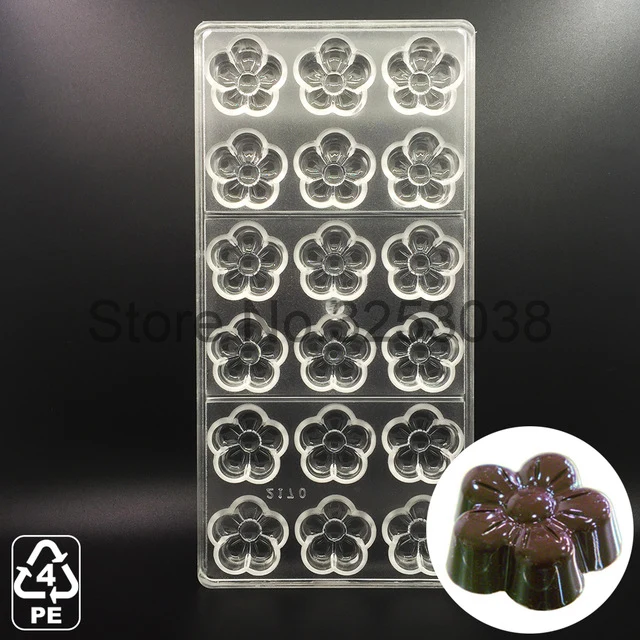 3D Plastic Polycarbonate Chocolate Moulds Shaped for Candy Soap Lollipops Making Baking Pastry Tools Form Bakeware Set Tray Mold