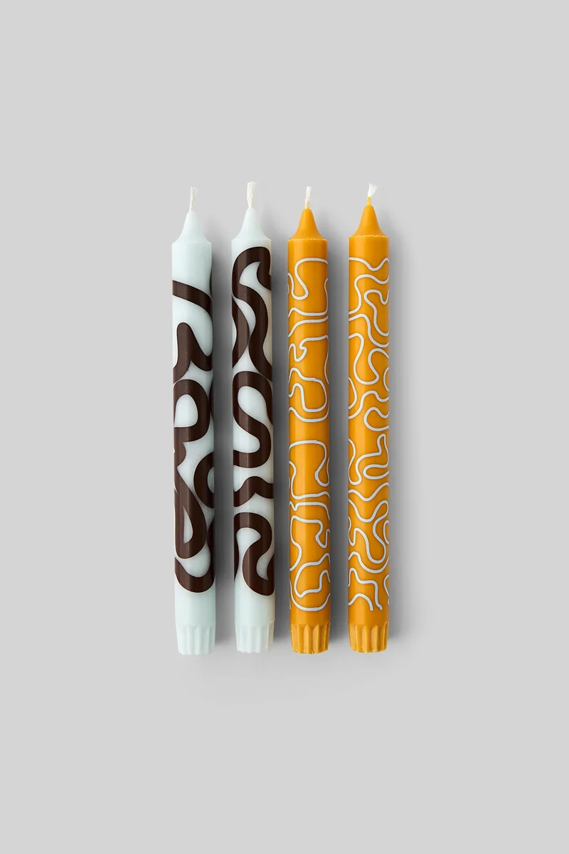 CANDLES, MINT/OCHRE