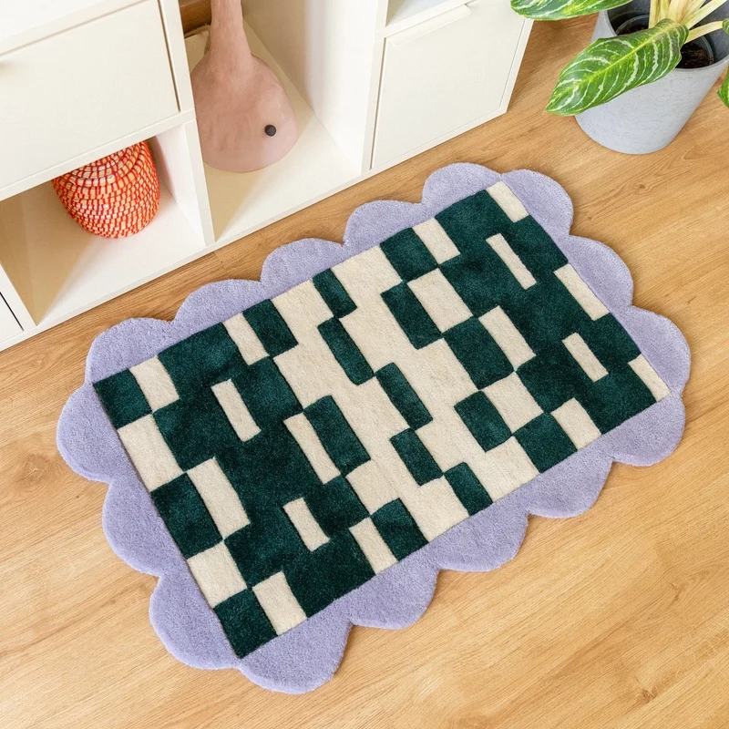Teppich “Margarita Dunkelgrün” Small 60 × 90 cm | Design Teppich | Tarta Gelatina