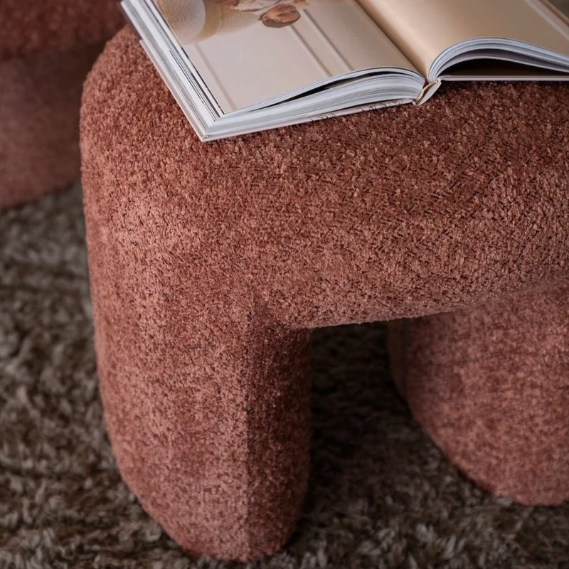 Polster Hocker Sahi Bouclé Terrakotta - By Boo