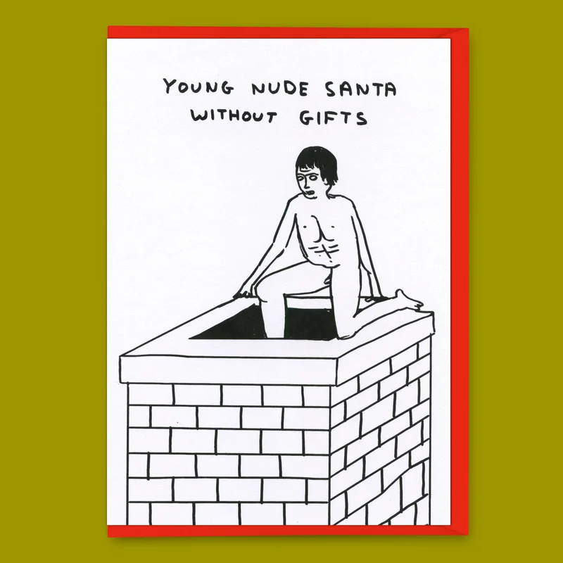 Grußkarte "Young nude santa" | Weihnachtskarte | David Shrigley