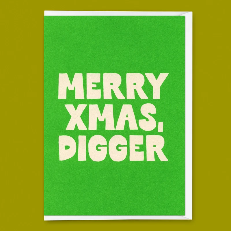 Grußkarte "Merry Xmas Digger" | Lustige Klappkarte zu Weihnachten