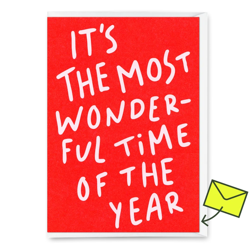Grußkarte "It's the most wonderful time" | Schöne Klappkarte zu Weihnachten