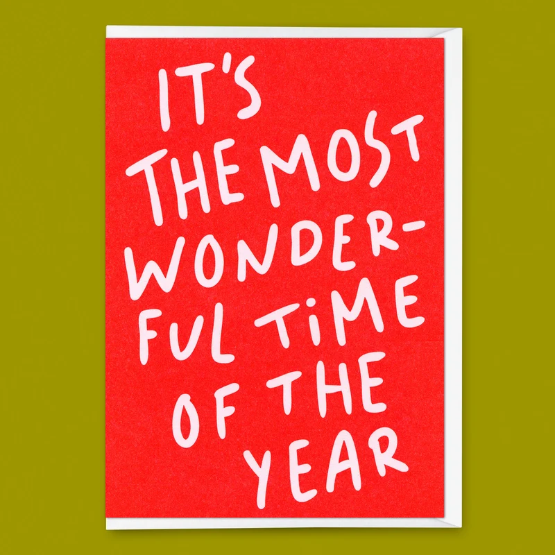 Grußkarte "It's the most wonderful time" | Schöne Klappkarte zu Weihnachten