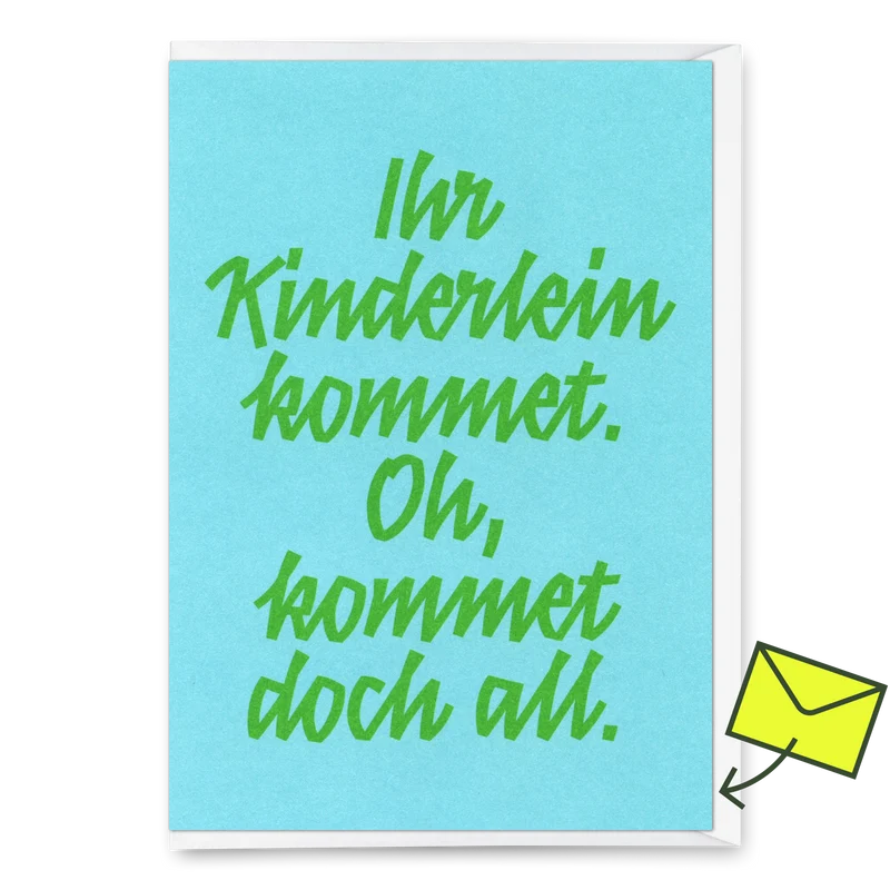 Grußkarte "Ihr Kinderlein kommet Typo" | Schöne Klappkarte zu Weihnachten