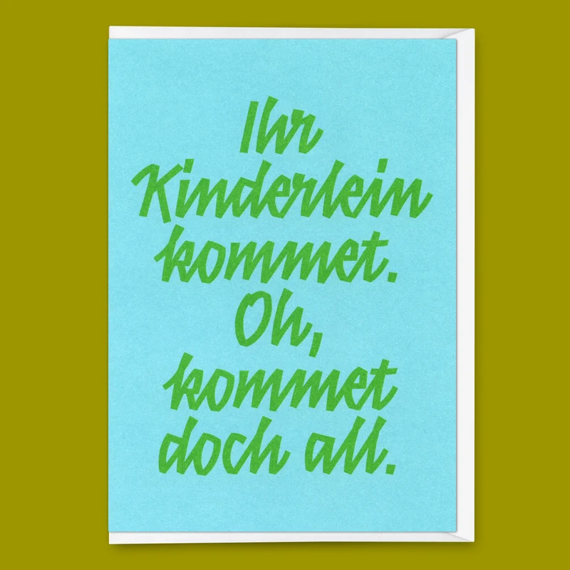Grußkarte "Ihr Kinderlein kommet Typo" | Schöne Klappkarte zu Weihnachten