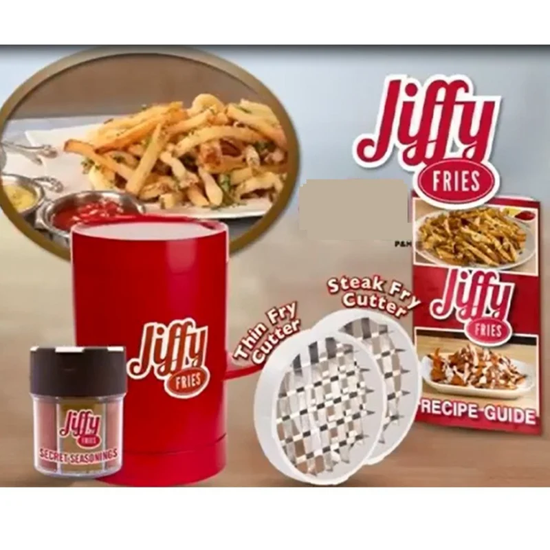 Stocked Jiffy Fries Potatoes Maker Potato slicers French Fries Maker French Fries Cutter Machine & Microwave Container 2-in-1