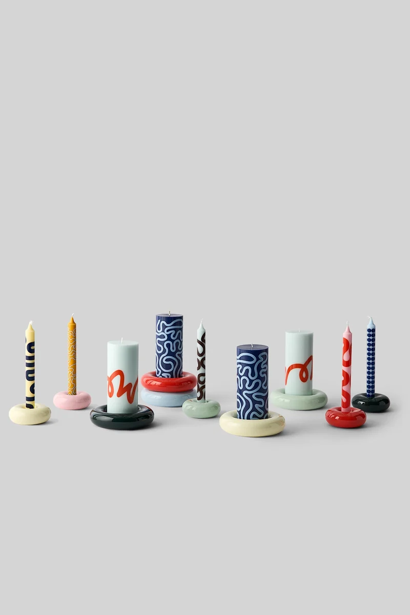 PILLAR CANDLE, DARK BLUE/LIGHT BLUE