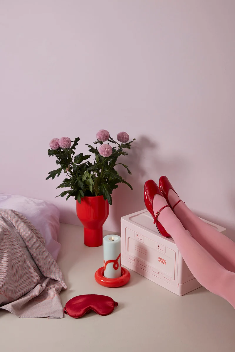PILLAR CANDLE, MINT/RED