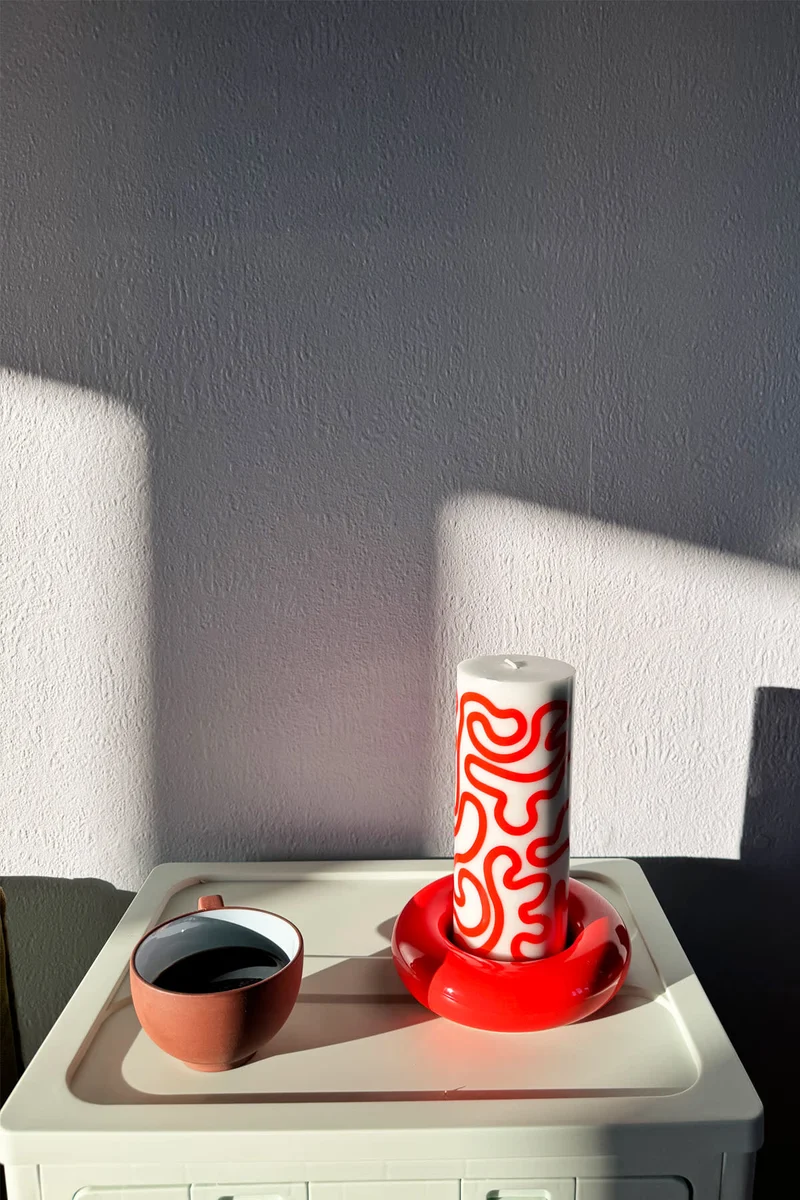 BOB CANDLE HOLDER, LARGE, RED