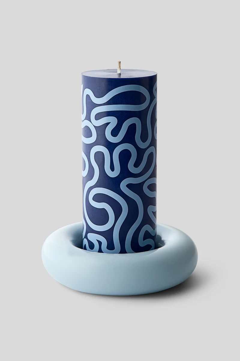 BOB CANDLE HOLDER, LARGE, LIGHT BLUE
