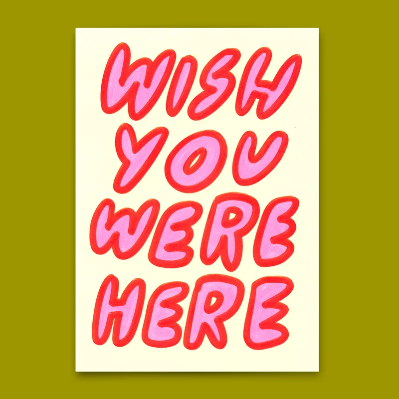 Postkarte "Wish you were here" | Besondere Karte für Verliebte