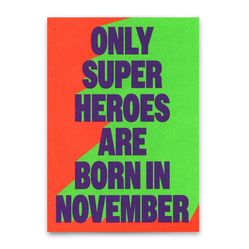 Postkarte "Superheroes November" | Coole Karte zum Geburtstag