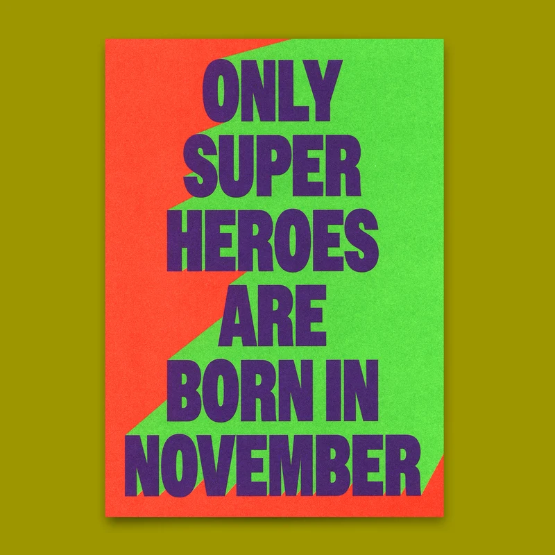 Postkarte "Superheroes November" | Coole Karte zum Geburtstag
