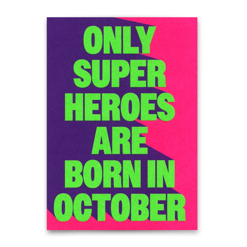 Postkarte "Superheroes October" | Coole Karte zum Geburtstag
