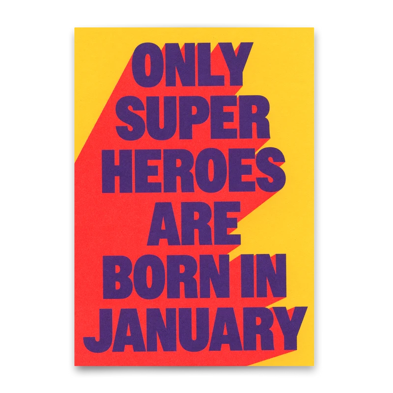 Postkarte "Superheroes January" | Coole Karte zum Geburtstag
